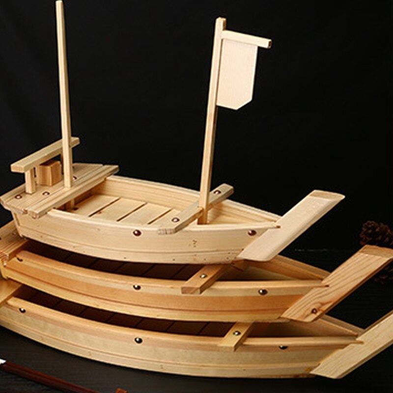 Barco de bambú para Sushi, plato de cocina japonesa y coreana Sashimi, vajilla de madera de bambú, utensilios de cocina ecológicos creativos
