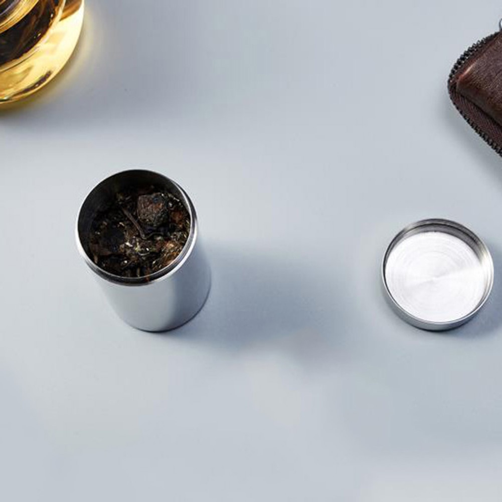 304 Stainless Steel Tea Pot Thickened Portable Travel Portable Small Storage Sealed Tank Tea Leaves Can Storage Box Container