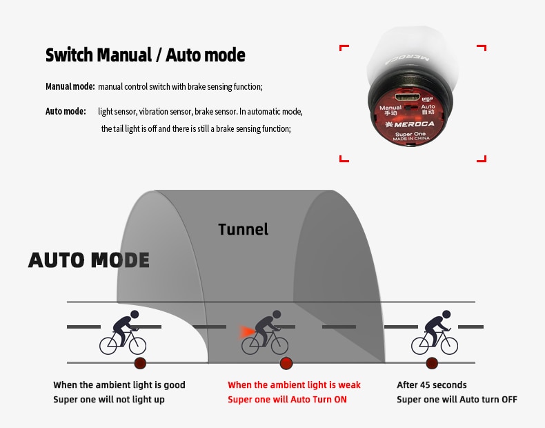 Slimme sensor usb fiets achterlicht oplaadbaar led fiets zadelpen achterlicht nacht fiets achterlicht met montagebeugels
