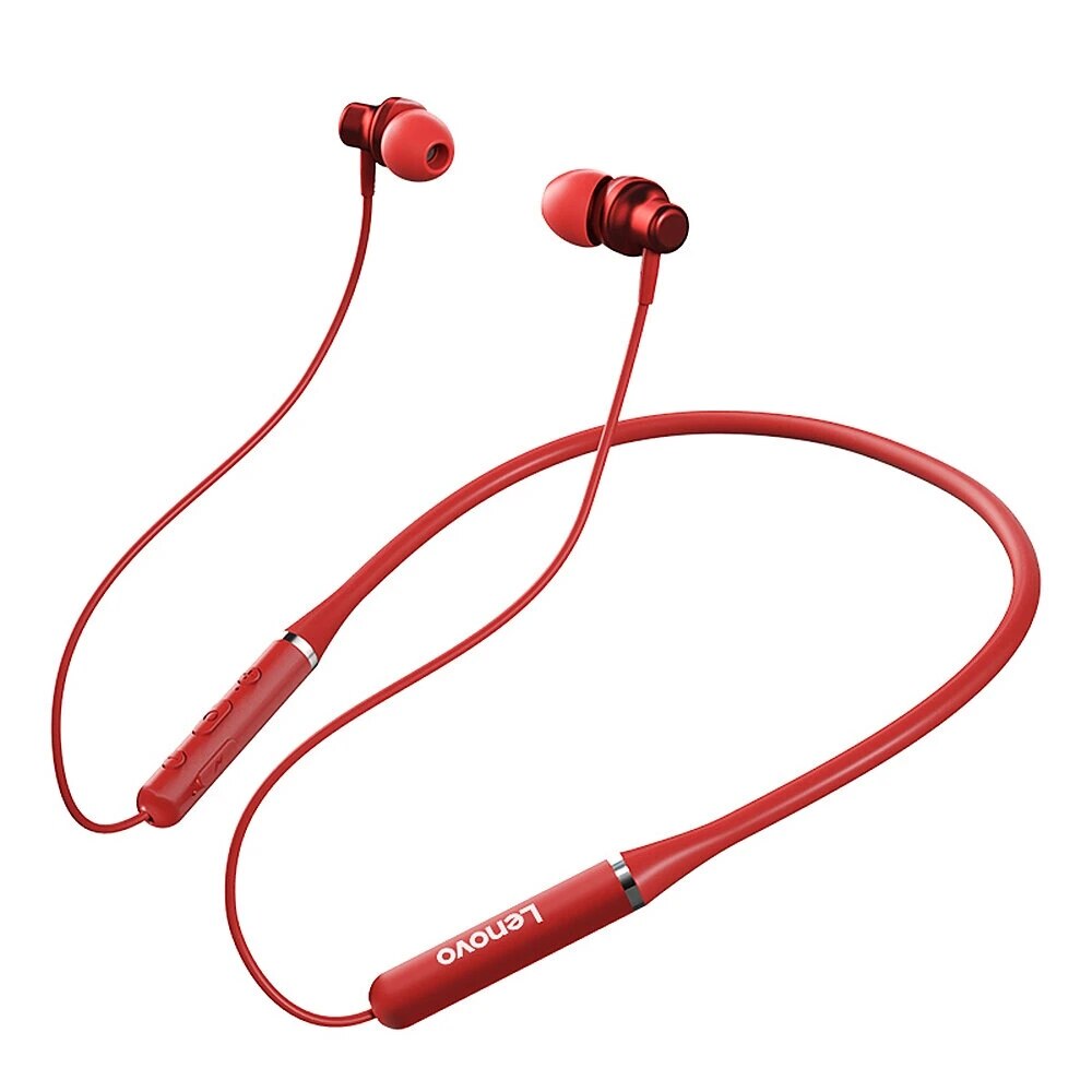 Original Lenovo wireless headset HE05 Bluetooth-compatible 5.0 Earphone Neckband Наушники Noise Cancelling Mic Waterproof stereo: red