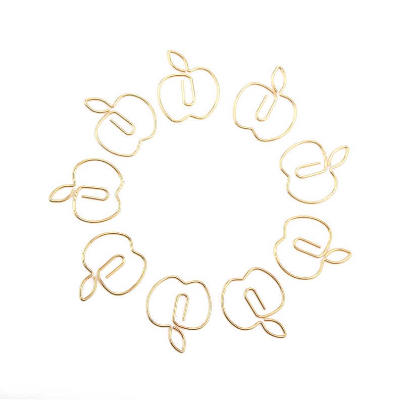 Gold Apple Paper clips Shaping Pin Special Shaped paper clip Metal Customization Paperclips Gold Paper Clips Decorative