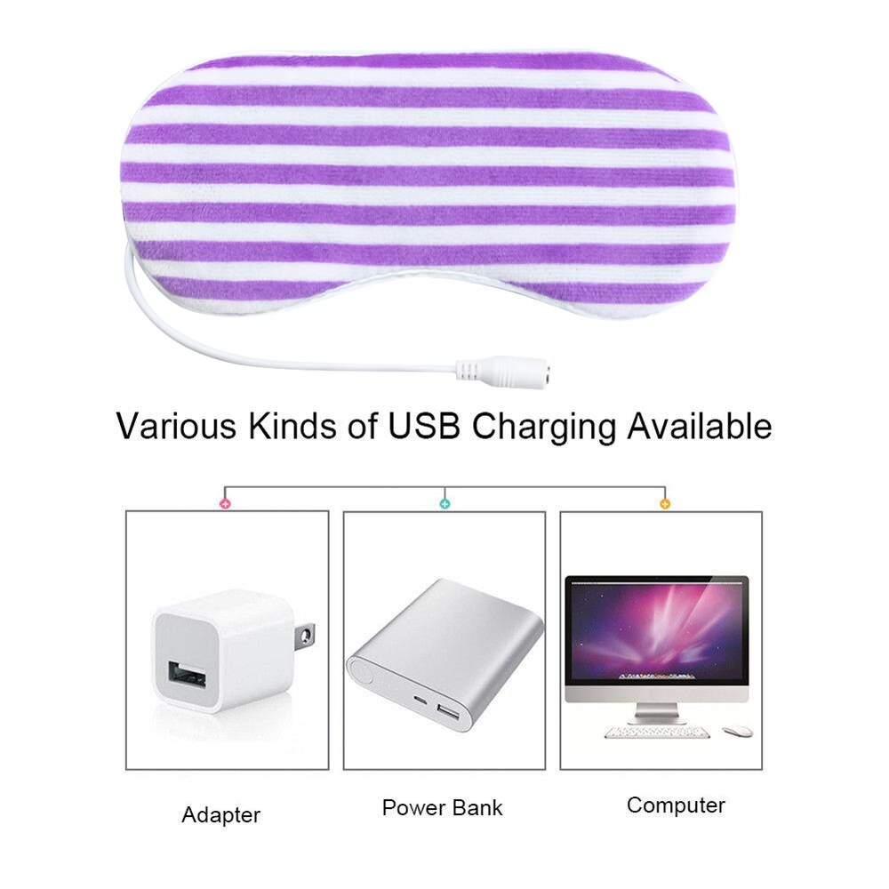 1pc recyclebare usb-verwarmingsstoom-oogmaskers met lavendeleffect, verwarmde anti-donkere kringen ooglapjes, massage-oogspa-verband voor de slaap