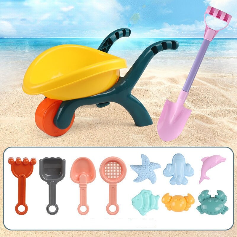 Strand Speelgoed Zandbak Siliconen Emmer En Zand Speelgoed Zandbak Outdoor Zomer Speelgoed Water Spel Winkelwagen Scoop Kind Schop Voor kids: 12pcs2