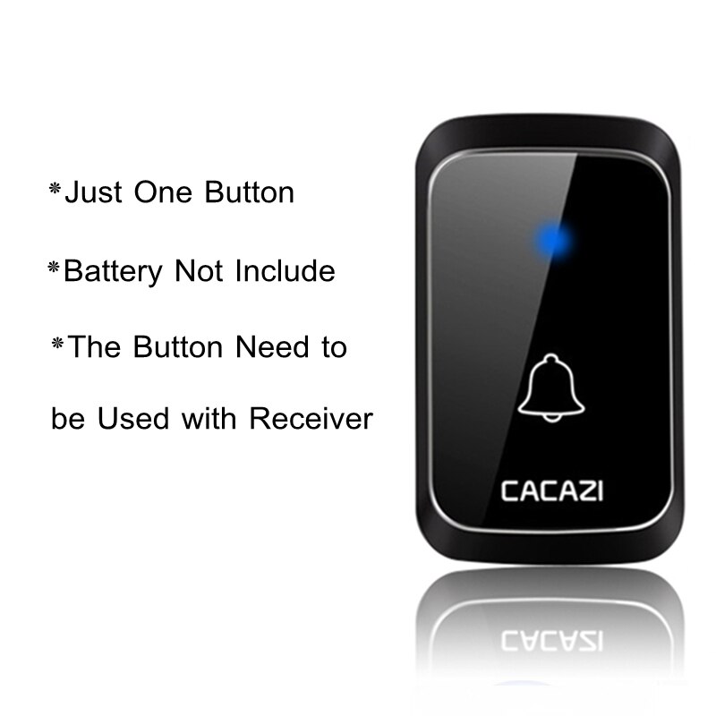 Cacazi trådløs vandtæt dørklokke smart dc batteridrevet 300m fjernbetjening 36 klokkeslæt trådløse dørklokker  a06 hvide: Kun knappen