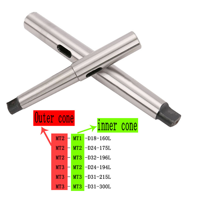 Adaptador de camisa de reducción de cono Morse MT1 MT2 MT3 MT4 MT2 MT5 adaptador de cono Morse, manguito reductor de taladro extendido, novedad