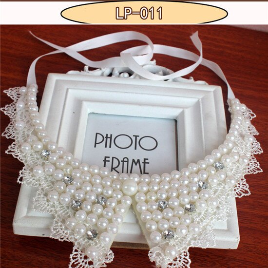 Bavoir col ras du cou collier bijoux pour femmes pour mariage déclaration détachable col femmes noir faux: LP011
