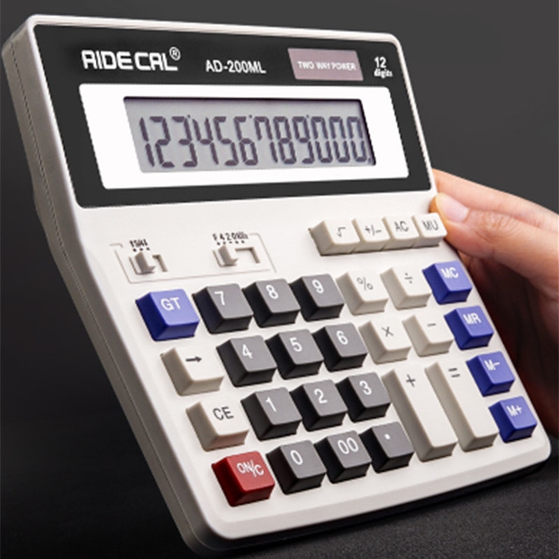 Large screen button solar cell financial accounting 12 digit multifunctional student examination office supplies calculator