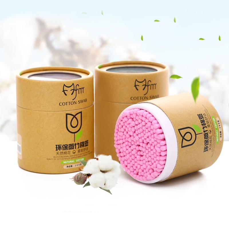 200pcs/box Bamboo Cotton Swab Wood Sticks Soft Cotton Buds Cleaning Of Ears Tampons Makeups Cotton Buds Tip Health Beauty Tools