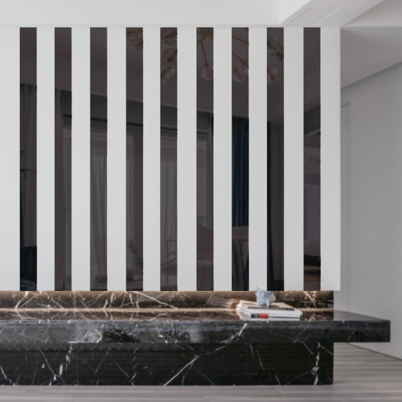 Spiegel Zelfklevende Stickers 10Pcs Gestreepte Spiegel Sticker Kristal Behang Diy 3D Muurtattoo Woonkamer Badkamer decoratie: Black