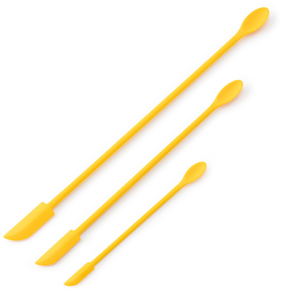 Ensemble de spatules en Silicone, grattoir à Double tête, crème de confiture cosmétique, bouteille profonde, Mini spatule allongée à petite pointe, outil de maquillage Spa 3 pièces: MULTICOLOR