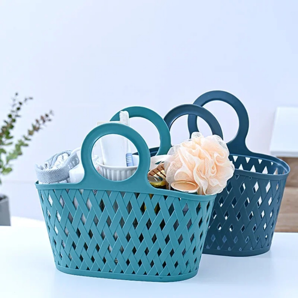 Cesta de banho vazada portátil, suprimentos para lavagem de banheiro, cesta de armazenamento, tipo bolsa de mão, organizador de drenagem de lavanderia, banheiro