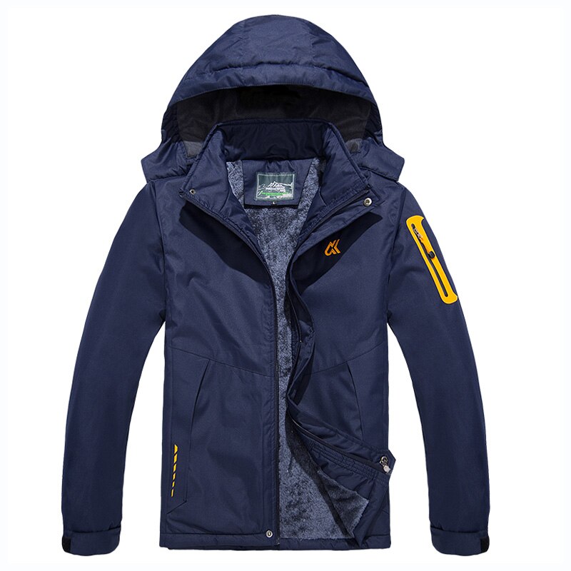 Skijakke herre vanntett fleece snøjakke termisk frakk for utendørs menn vinterjakker snø skiklær plus size merke: Jean blue / 5xl