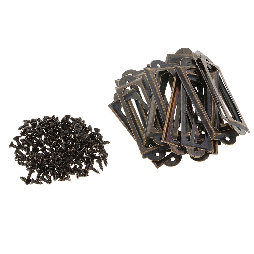 20x Metal Label Holder Drawer Cabinet Label Tag Frame File Name Card Holder: bronze