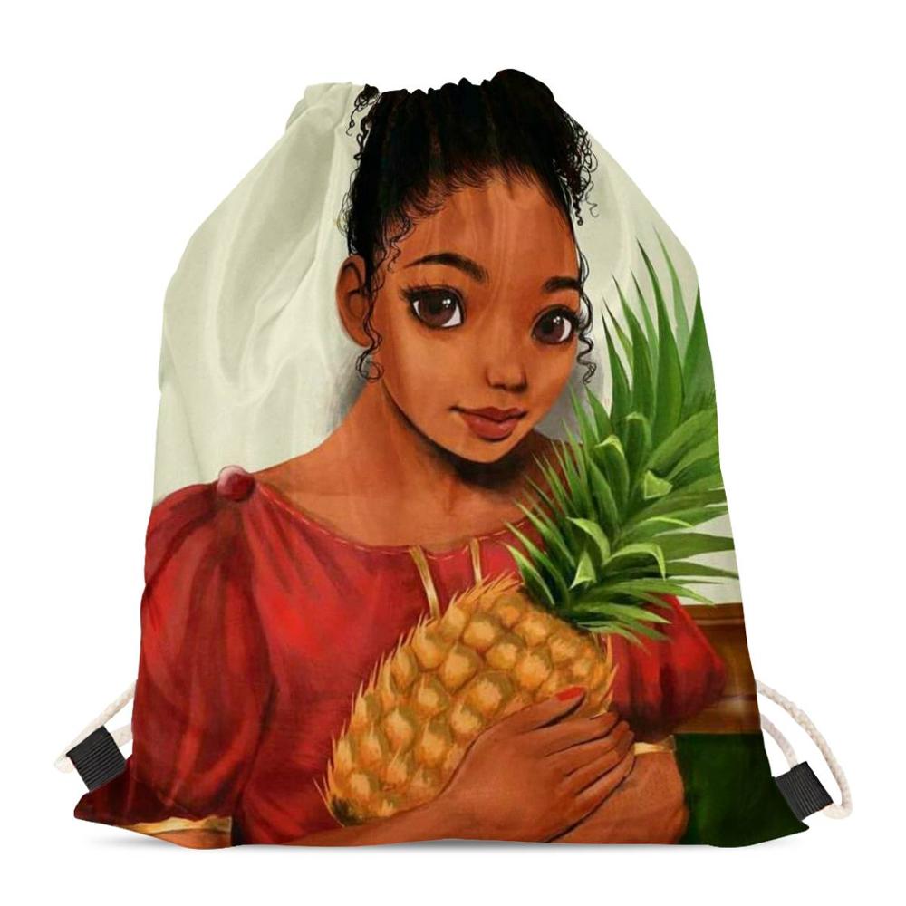 Hycool sporttas voor meisjes ananas afrikaans zwart meisjespatroon dames trekkoordtassen kinderen mini rugzak strand koordtasje