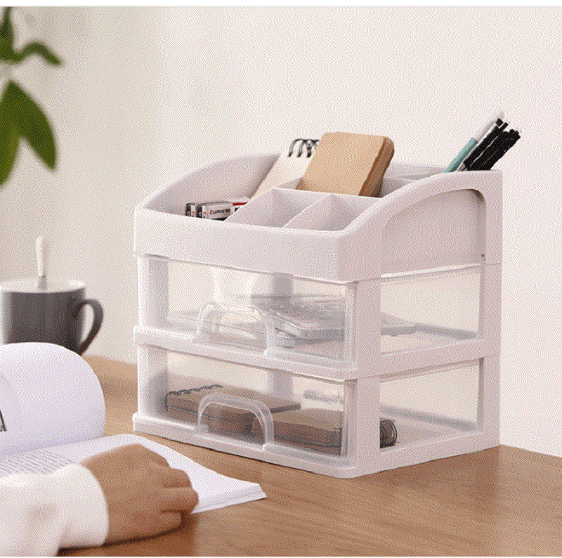 3-layer Organizer Box Drawer Storage Box Plastic Document Sundries Holder Cosmetic Cabinet Storage Organizer Desktop Makeup