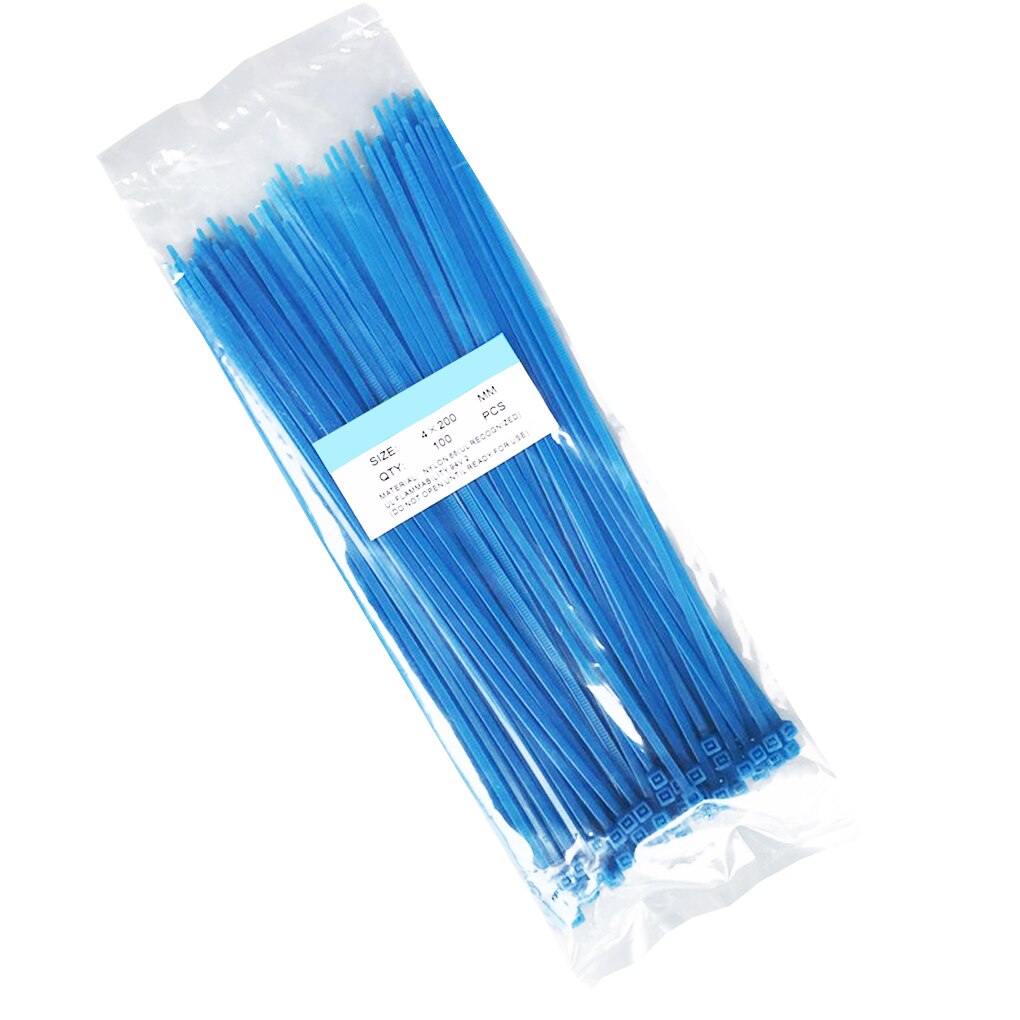 100 stk. 200mm selvlåsende nylon kabelbindere plast lynlås wire bindende wrap stropper værktøj 8 farver: No3