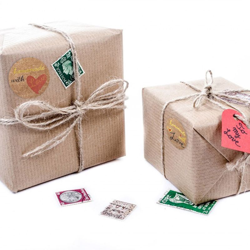 Round Adhesive Stickers Seal Packing Homemade with Love Lables Boutiques Business Boxes Envelope Bags Decoration