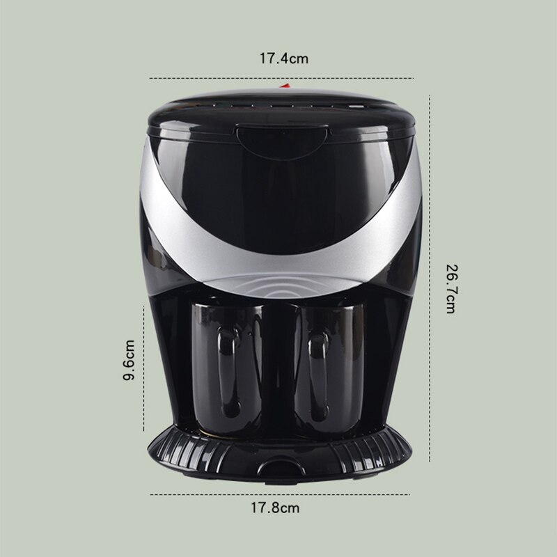 Household small automatic all-in-one machine 450W American drip coffee machine Double cup filter tea brewer