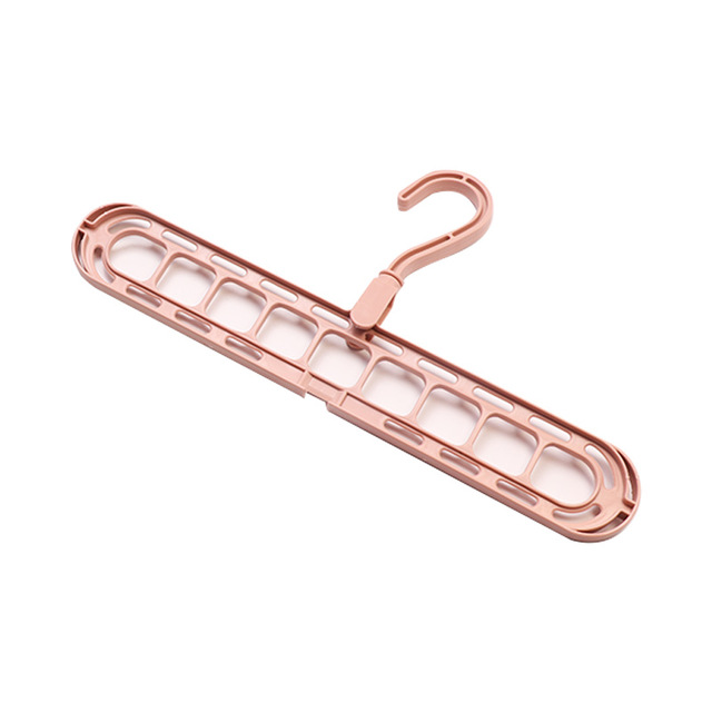 Clothes hangers 9-hole Multi-port Support Circle Magic Clothes Hanger Support baby Coat Hanger Multifunction Plastic Drying Rack: Pink