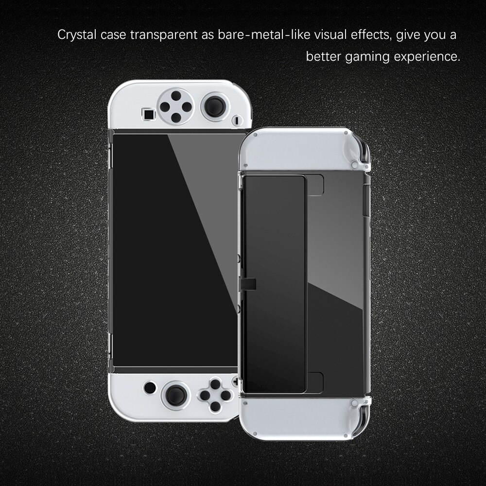 Carcasa protectora de cristal para Nintendo Switch, carcasa rígida transparente OLED para consola, accesorios Joy-Con, novedad