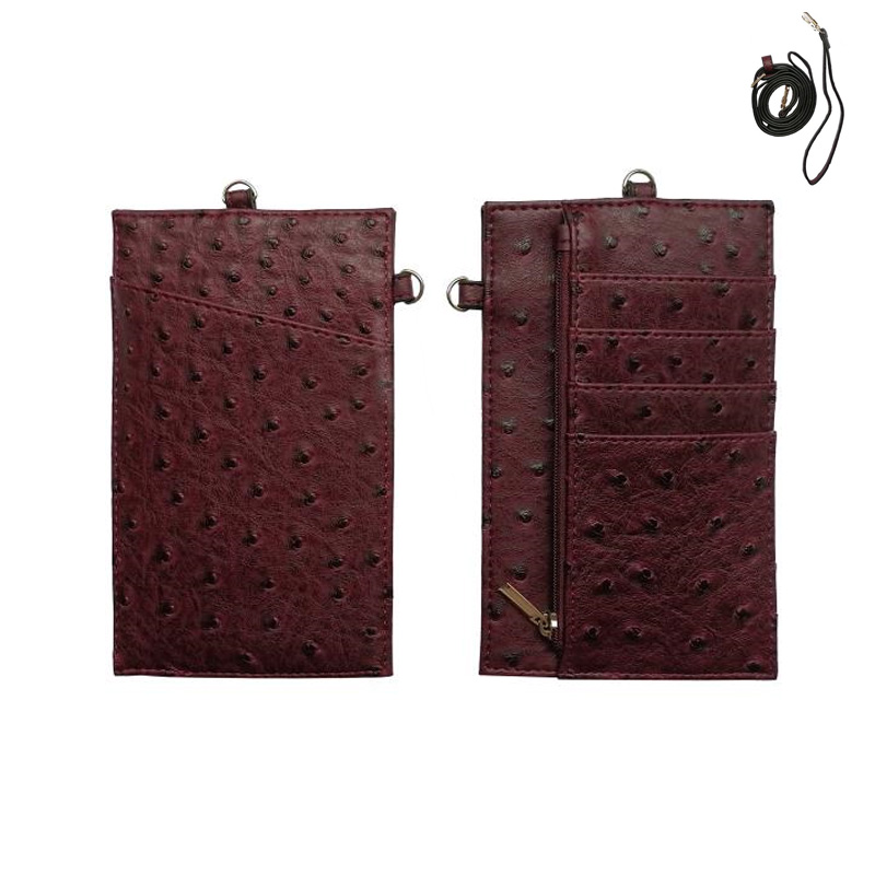 Mode Ins Business Credit Slanke Vrouwen Mannen Kaarthouder Telefoon Purse Holder Pouch Met Rits En Side Autosleutel Haak: 0901O-New Maroon