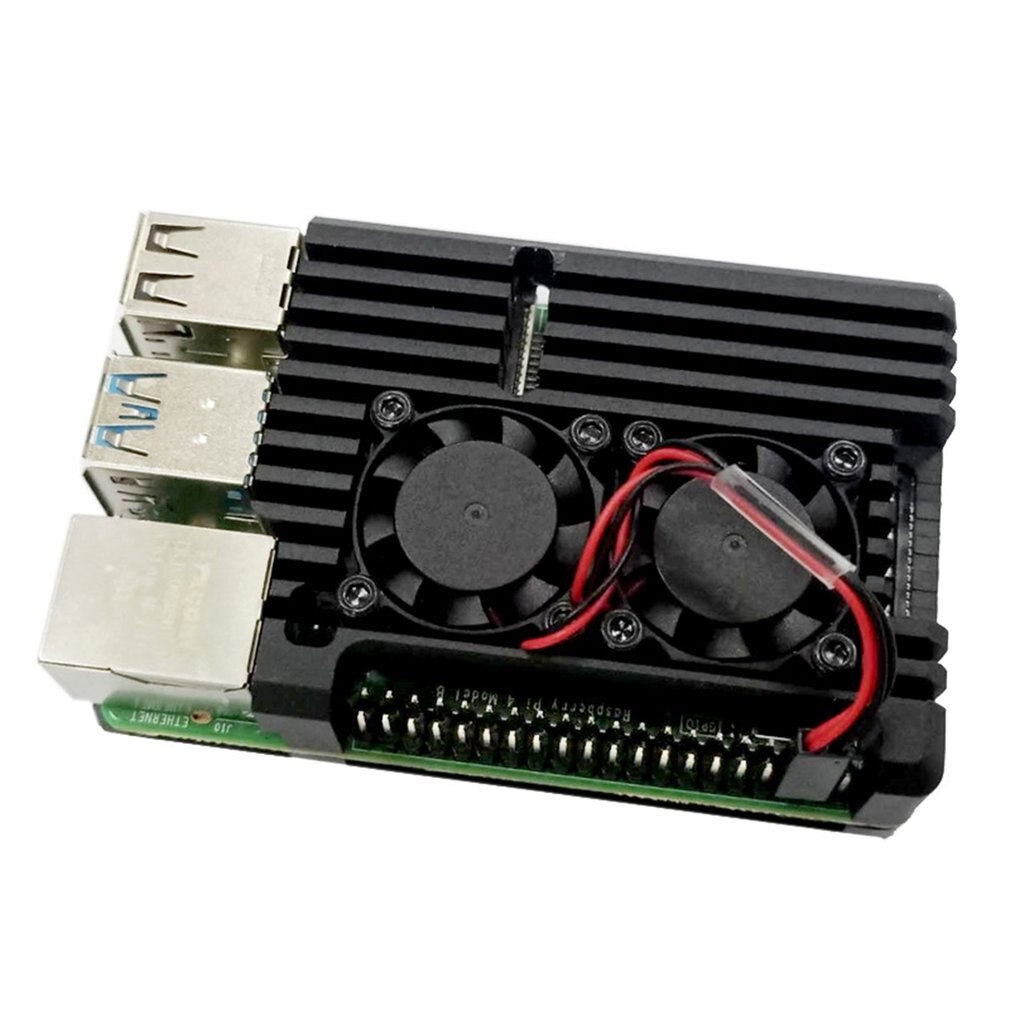 Raspberry Pi 4 Case - Aluminum Enclosure with Dual Fan - for Model B/B+