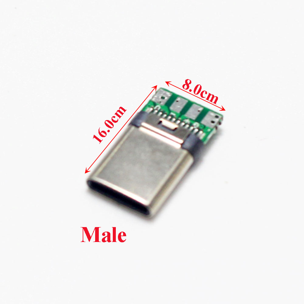 Connecteur USB 3.1 type-c 24 broches mâle/femelle, adaptateur de prise pour fil à souder et câble 24 broches, Support de carte PCB, 10 pièces: vert militaire