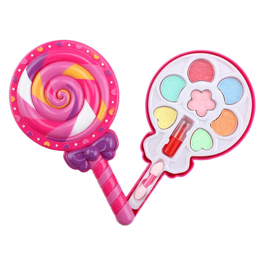 Cute Lollipop Makeup Kit Cosmetic for Girls Pretend Play Toy Salon Playset Make Up Set Games for Girls Kids Role Play Toy