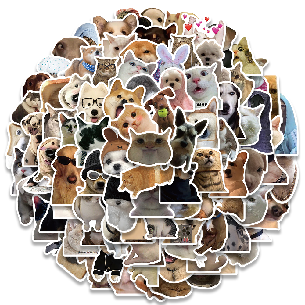 10/30/50/100 Uds lindo perro gato MEME pegatinas de animales divertidos calcomanías de dibujos animados Kawaii monopatín cuaderno equipaje teléfono coche pegatina de juguete