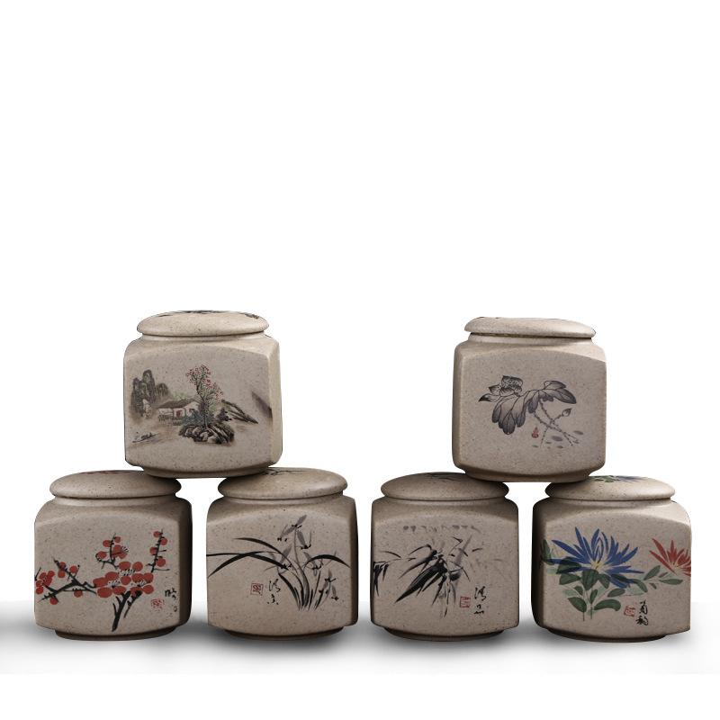 Traditionele keramische theebussen, handbedrukte chinese stijl, culturele kungfu-thee, theeservies, theepotten, blikken, dozen voor thuis