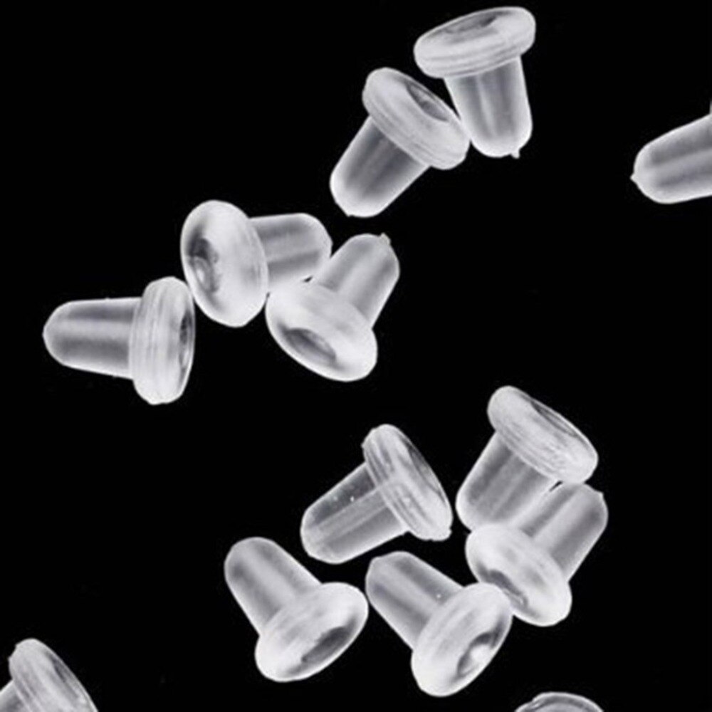 100pcs/lot Clear Soft Silicone Rubber Earring Backs Safety Bullet Stopper Rubber Jewelry Accessories DIY Parts Ear Plugging