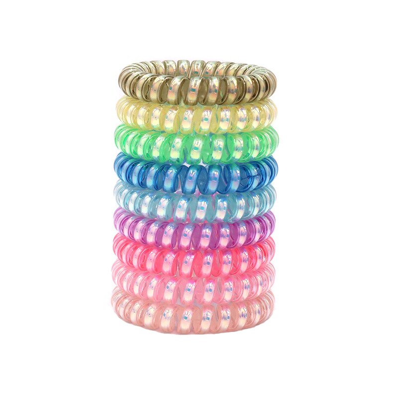 Big Grosso Plástico Elástico Cabelos para Mulheres, Multi Cores, Fio de Telefone, Bandas De Borracha, Stretchy Ponytail, Personalidade Presente, 9Pcs: Vinho Tinto