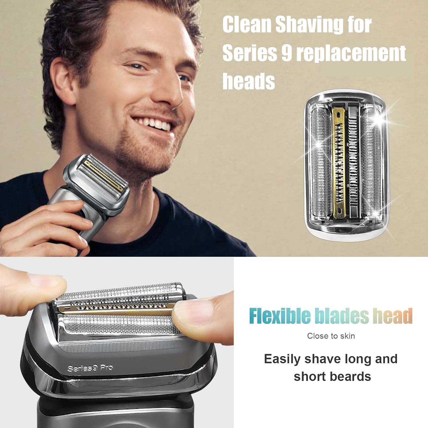 94M Ersatzkopf für Elektrorasierer für Braun Series 9 Elektrorasierer 290cc, 9291cc, 9370cc, 9293s, 9385cc, 9390cc, 9330s, 9296cc