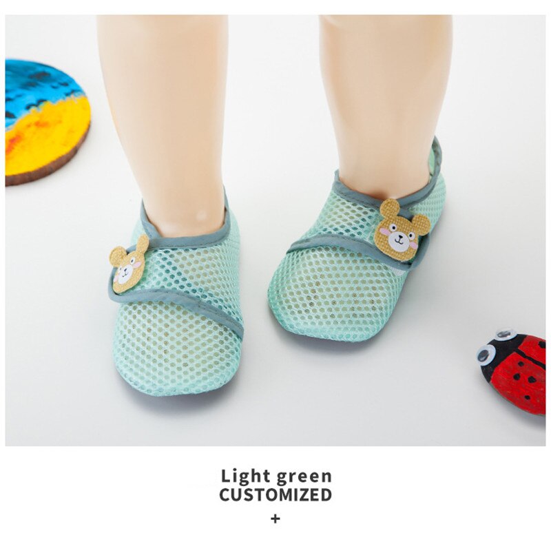 Newborn Baby Girl Boy Mesh Breathable Shoes Socks Infant Soft Sole Comfortable Cotton Cartoon Anti-slip Shoe Toddler Floor Sock: Green / M(1.5-2.5Y)
