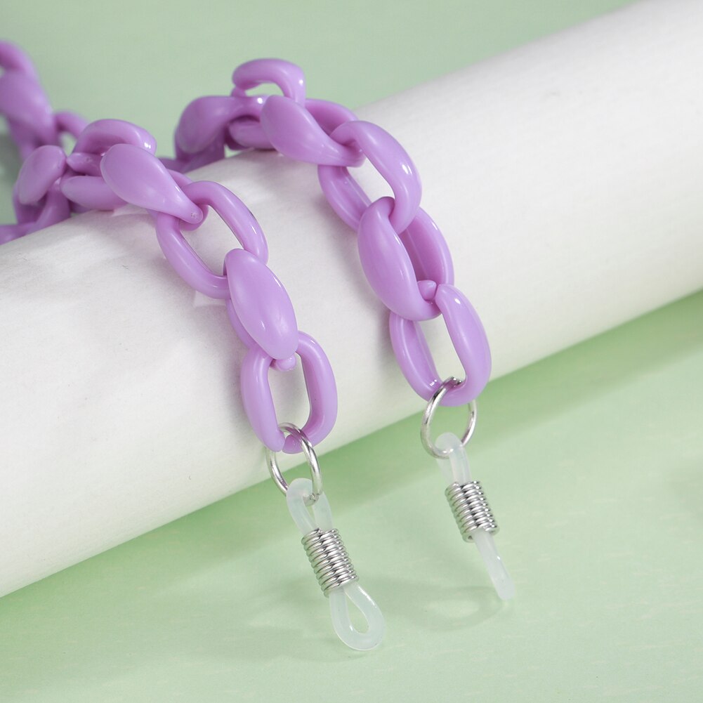 Teamer Mode Acryl Leesbril Ketting Voor Vrouwen Zonnebril Ketting Bandjes Cords Hals-Keten Lanyard Brillen Touw: 5 purple-Silver