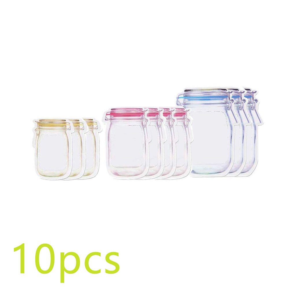 20 piezas Jar Zipper Bags reutilizable Snack ahorrador bolsa de almacenamiento para alimentos congelados bolsas de almacenamiento de bocadillos de alimentos a prueba de fugas: 10 pcs