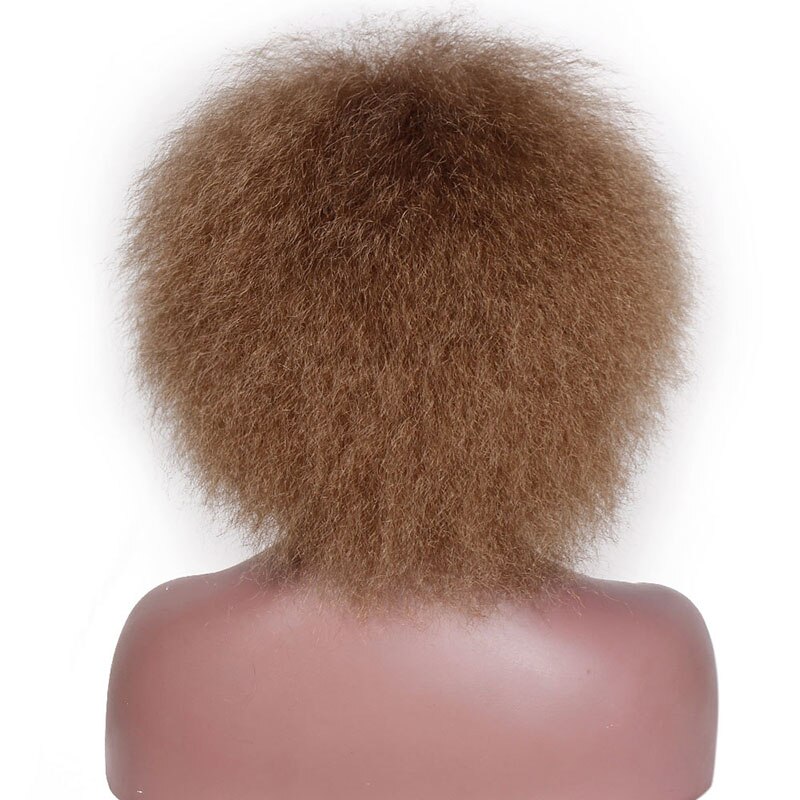 ICH der eine perücke 6 Zoll Kurze Braun Schwarz afro Lockige Perücke Flauschigen Perücken Synthetische Haar für Schwarz/Weiß frauen Natürlich Aussehende: 27