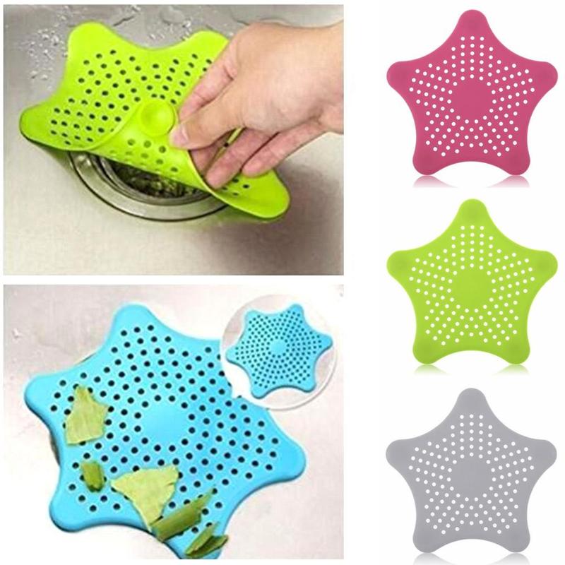 Pentagram Rubber Anti-blocking Floor Drain Kitchen Sink Strainer Bathroom Sewer Drain Hair Catcher