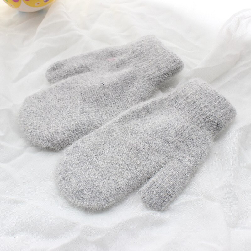 Sparsil Frauen Volle Finger Wolle Warme Handschuhe Winter Verdicken Kalt-beweis Plüsch Handschuhe 2 Schicht Gestrickte Handschuh Weibliche Herbst guantes: hell grau