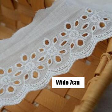 Hvid bomuldsbroderi blomst blonder stof trim bånd diy syning brude applikation krave guipure kjole bryllup indretning: Hvid 3