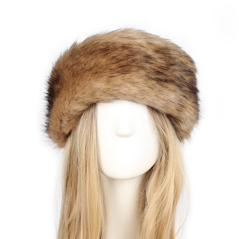 Winter Dikke Harige Haarband Fluffy Faux Fur Vrouwen Meisje Bont Hoofdband Hoed Winter Outdoor Earwarmer Ski Hoeden Sneeuw Cap