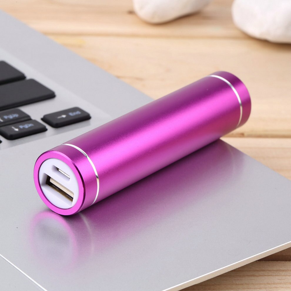 Mini Usb 5V Mobiele Powerbank Case Powerbank Diy Doos 18650 Batterij Case Paars Metalen Legering