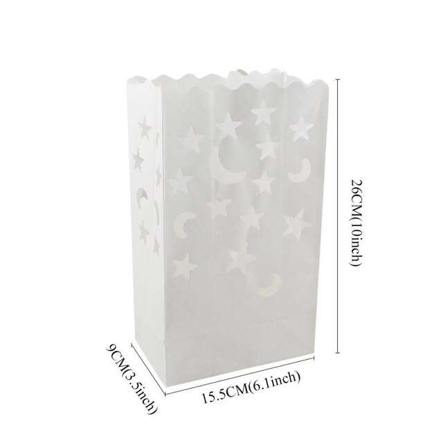 Lanterne de Festival sac de bougies en papier | Bougies d'éclairage extérieur pour décorations de mariage, fournitures pour fête, 4 modèles: moon and star