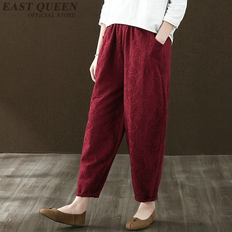 Lniane spodnie kobiet chiński styl lniane spodnie damskie w tradycyjny chiński spodnie FF820