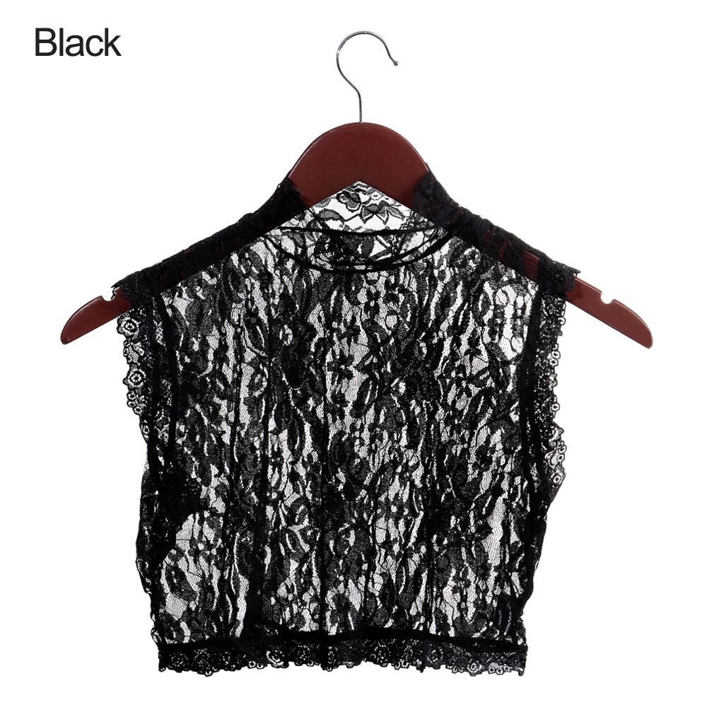 Chemisier Vintage à faux col en dentelle pour femmes, chemise Simple à la , faux cravate à revers, accessoire de vêtements: black