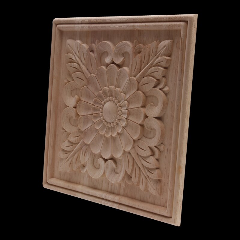 Calcomanía para madera apliques de madera Onlay artesanía de madera tallada decoración sin pintar antiguo largo Floral grande de goma muebles de madera para el hogar