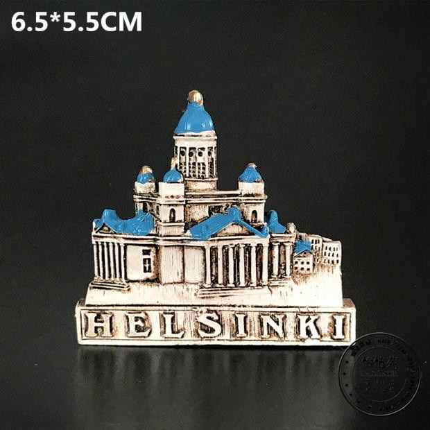 Finland Koelkast Helsinki Kathedraal Toeristische Souvenir 3D handgetekende Opluchting Hars Reizen Souvenir Keuken Magneet Decoraties: Default Title