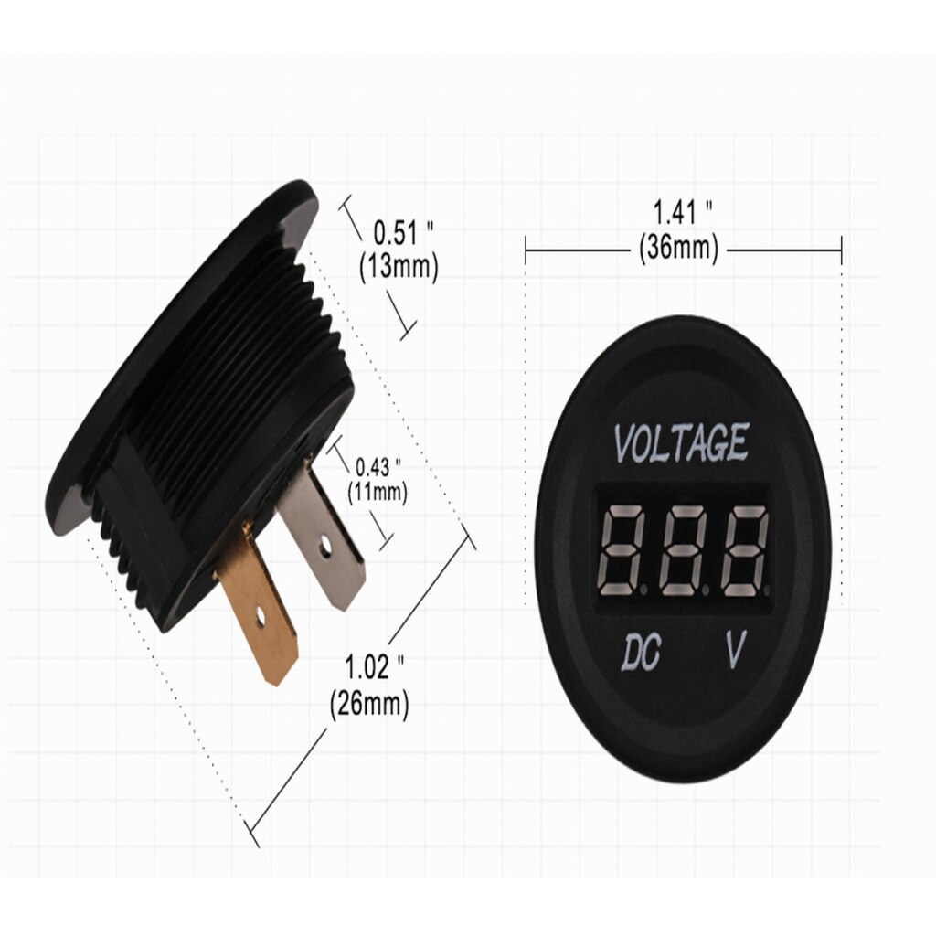 Auto Motorfiets Panel Volt Meter Gauge Ronde Digitale Voltmeter Blauwe Led