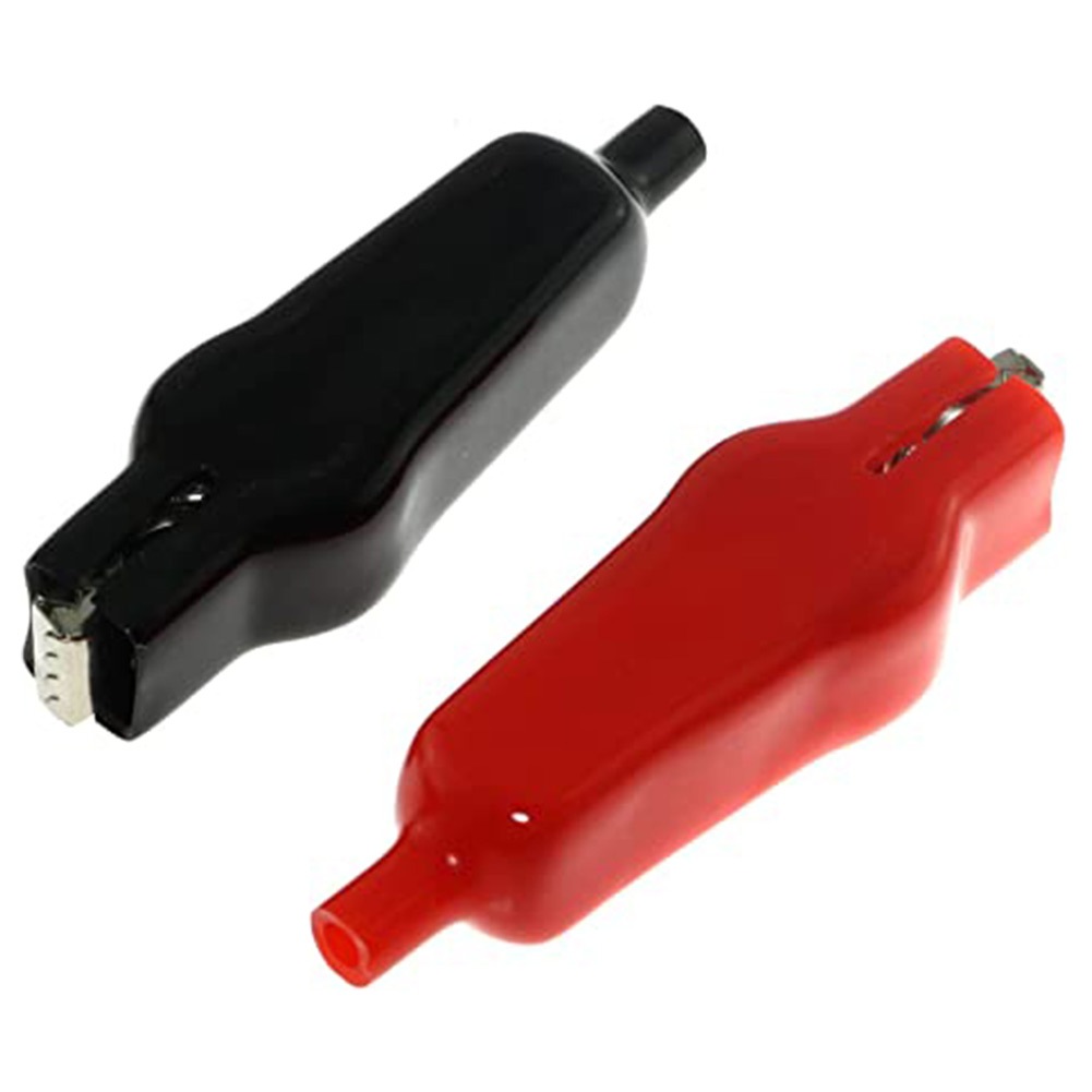 2 uds pinza de cocodrilo 20A abrazaderas de cocodrilo con revestimiento de PVC cables de prueba DIY pinzas eléctricas de cocodrilo piezas de herramientas eléctricas