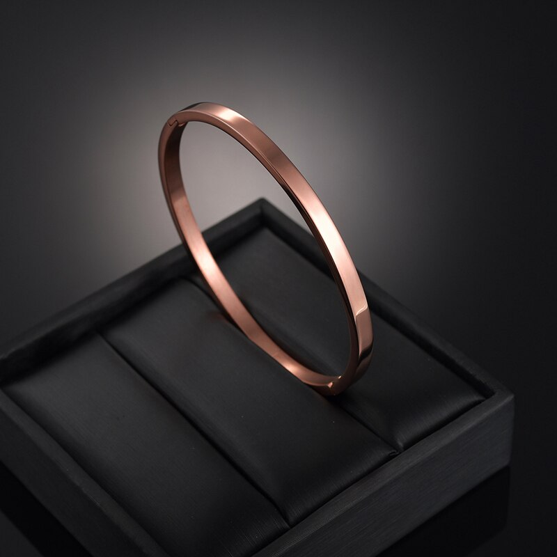 Atoztide Charme 6 Farben Liebe Armreif & Armbänder Für Frauen Edelstahl Poliert Schwarz Runde Armbänder Schmuck Für liebhaber: Rose Gold